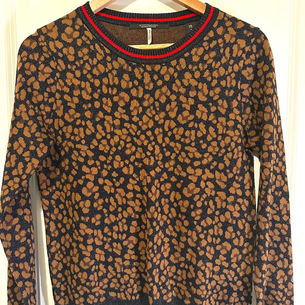 Scotch & Soda Leopard Print Sweater, Women's size Small - Shimmers! (Like new!)